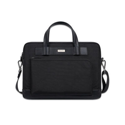 Saco de mensageiro de laptop de couro de nylon pu, maleta com alça de ombro